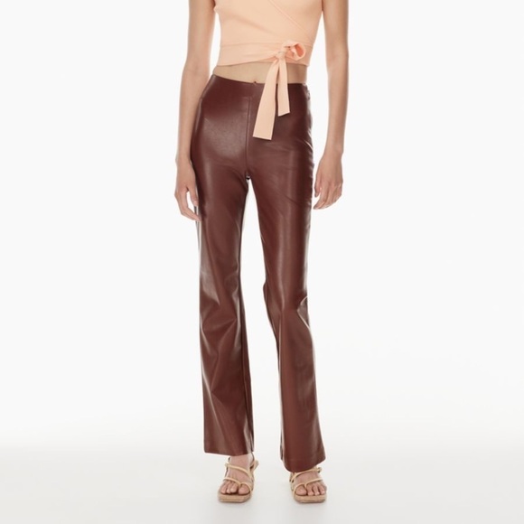 Aritzia Pants - Aritzia Wilfred Elaine Pant Vegan Leather Patina Brown